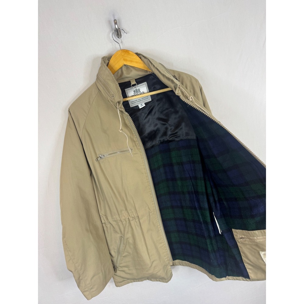 Bentleys of London Mens Tan Field Jacket Plaid Lined Leeds Cloth Hooded Size 38R